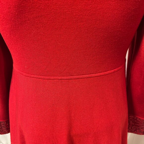 Red Hot Jason Wu Knit Dress With Paillette Cuff Accents (Size L) - Picture 3 of 9